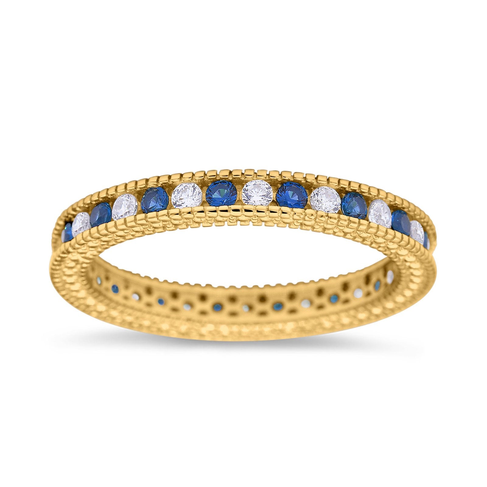 Art Deco Full Eternity Stackable Wedding Ring Simulated CZ 925 Sterling Silver