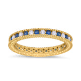 Art Deco Full Eternity Stackable Wedding Ring Simulated CZ 925 Sterling Silver