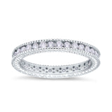 Art Deco Full Eternity Stackable Wedding Ring Simulated CZ 925 Sterling Silver
