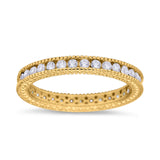Art Deco Full Eternity Stackable Wedding Ring Simulated CZ 925 Sterling Silver
