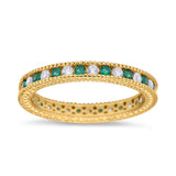 Art Deco Full Eternity Stackable Wedding Ring Simulated CZ 925 Sterling Silver