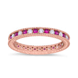 Art Deco Full Eternity Stackable Wedding Ring Simulated CZ 925 Sterling Silver