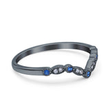 Marquise Curved Half Eternity Stackable Band Ring Simulated CZ 925 Sterling Silver