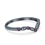 Marquise Curved Half Eternity Stackable Band Ring Simulated CZ 925 Sterling Silver