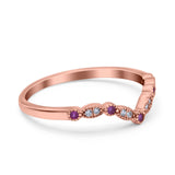 Marquise Curved Half Eternity Stackable Band Ring Simulated CZ 925 Sterling Silver