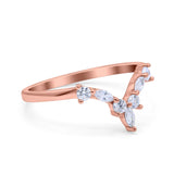 Curved Marquise Engagement Half Eternity Ring Simulated CZ 925 Sterling Silver