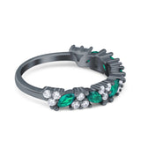 Art Deco Eternity Marquise Wedding Band Ring Simulated Cubic Zirconia 925 Sterling Silver