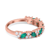 Art Deco Eternity Marquise Wedding Band Ring Simulated Cubic Zirconia 925 Sterling Silver