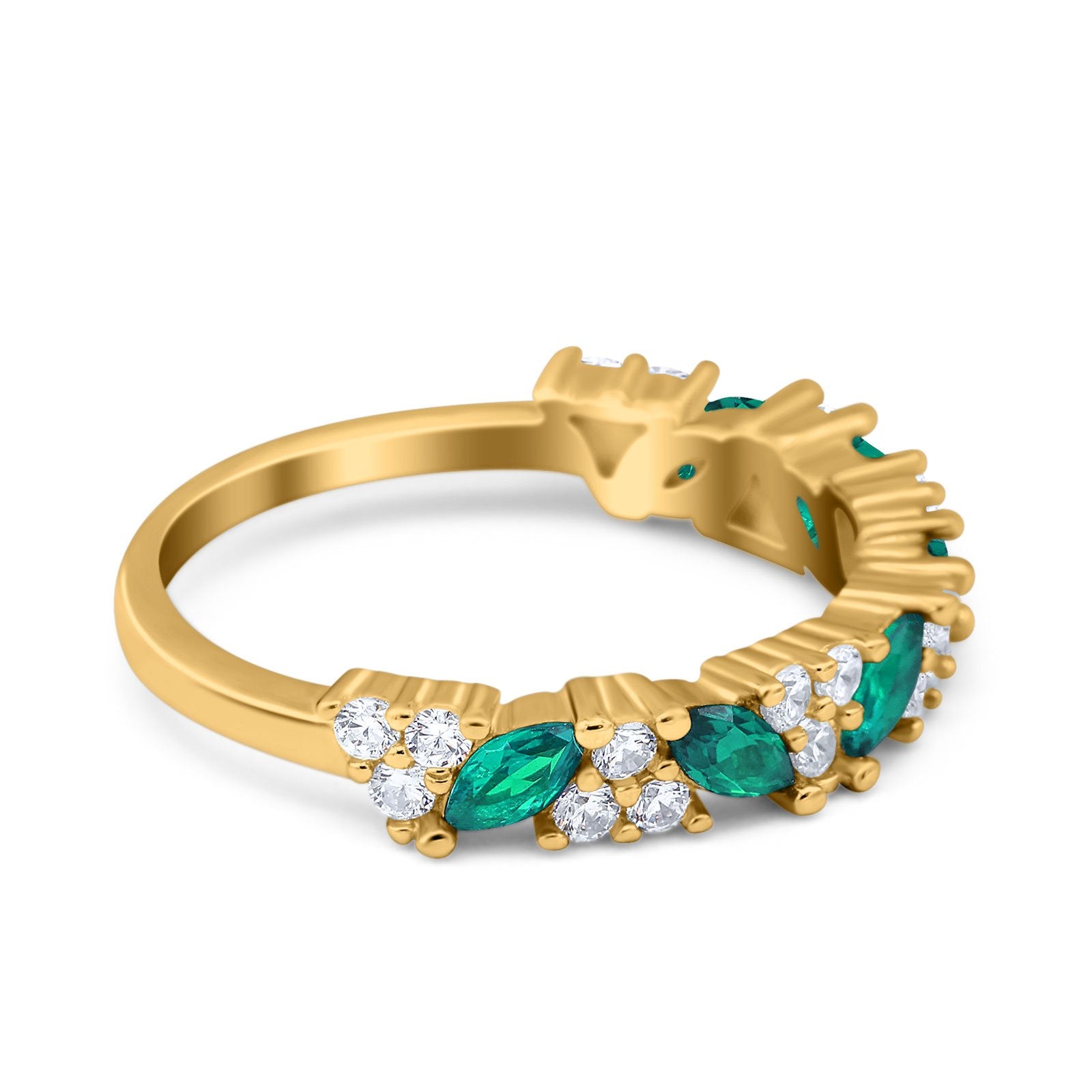 Art Deco Eternity Marquise Wedding Band Ring Simulated Cubic Zirconia 925 Sterling Silver