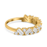 Art Deco Baguette Half Eternity Wedding Band Ring Simulated Cubic Zirconia 925 Sterling Silver