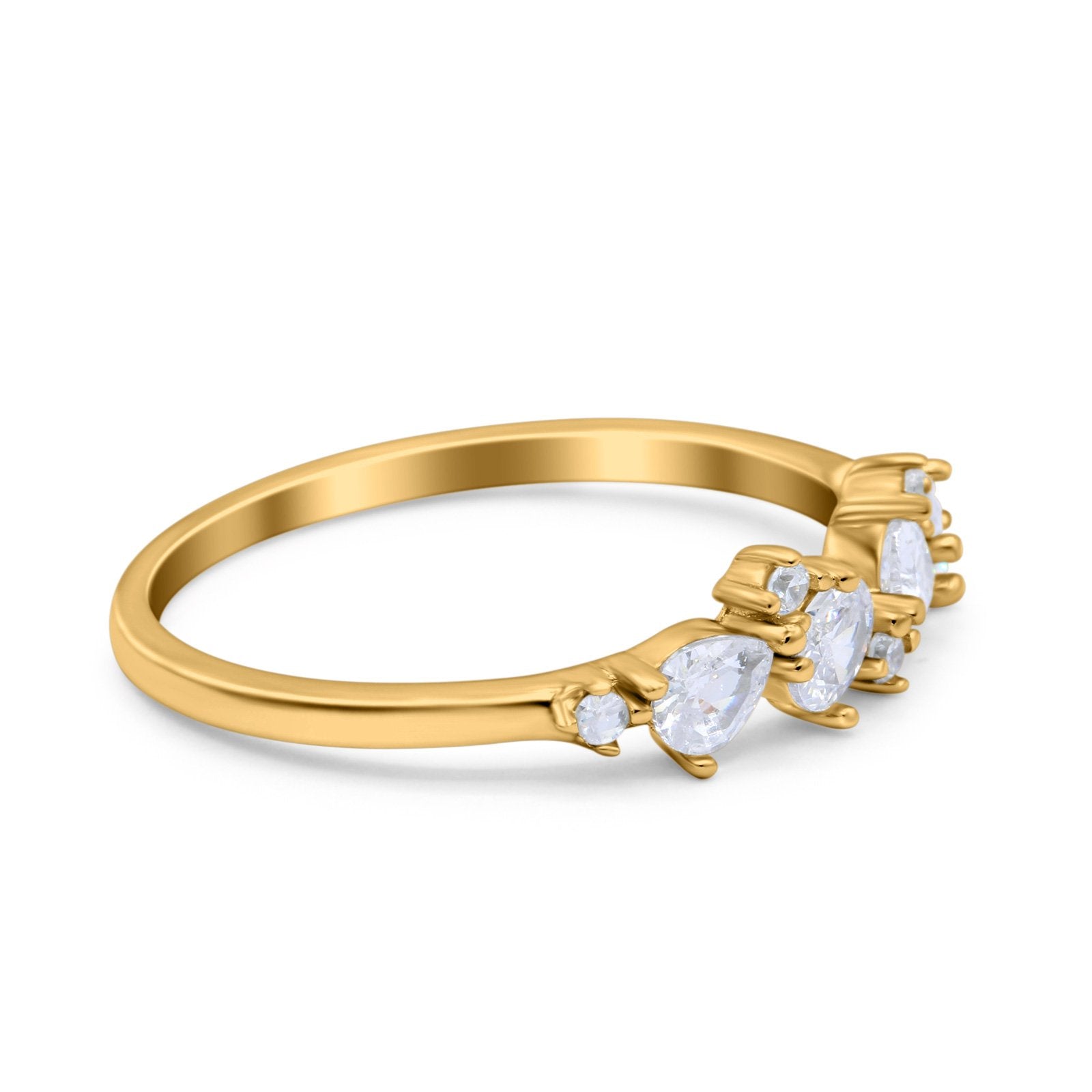 Pear Oval Art Deco Eternity Wedding Band Ring Simulated Cubic Zirconia 925 Sterling Silver