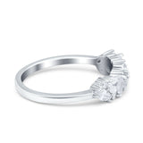 Half Eternity Pear Marquise Baguette Wedding Band Ring Simulated Cubic Zirconia 925 Sterling Silver