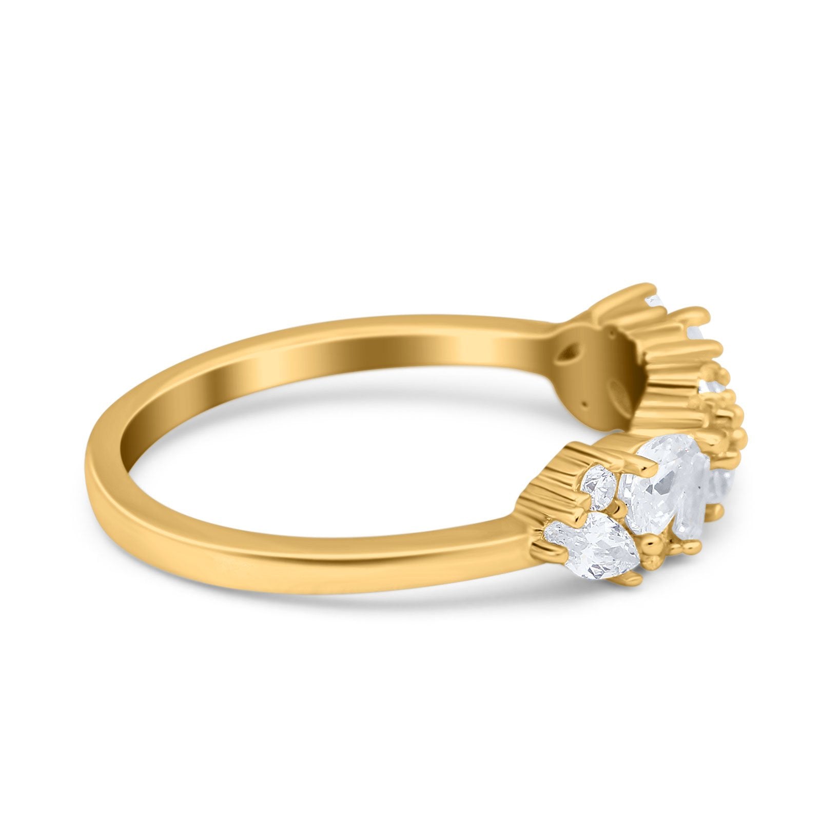 Half Eternity Pear Marquise Baguette Wedding Band Ring Simulated Cubic Zirconia 925 Sterling Silver