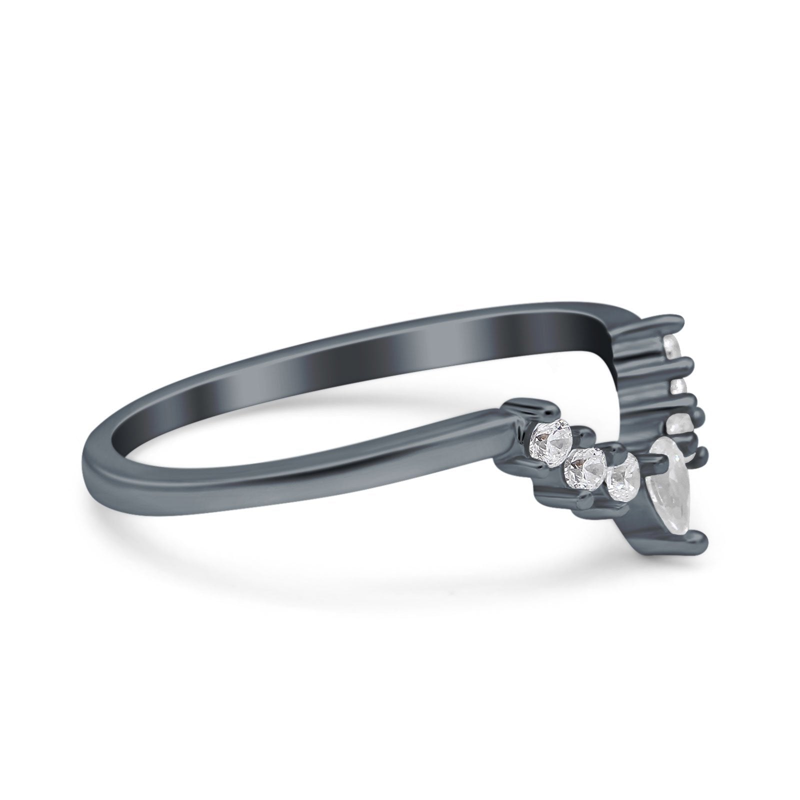 Curved Eternity Stackable Wedding Band Ring Simulated Cubic Zirconia 925 Sterling Silver