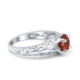 Art Deco Filigree Wedding Engagement Bridal Ring Round Simulated Cubic Zirconia 925 Sterling Silver