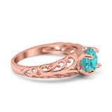 Art Deco Filigree Wedding Engagement Bridal Ring Round Simulated Cubic Zirconia 925 Sterling Silver