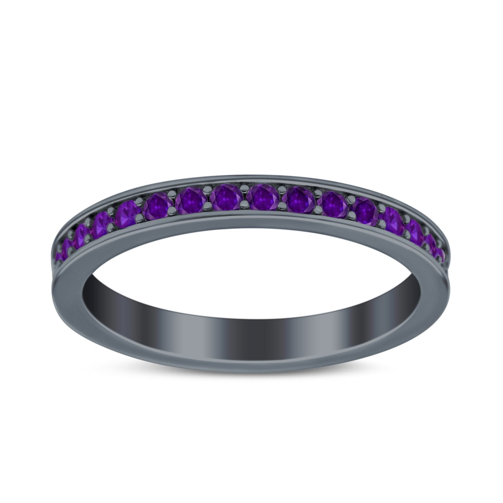 Full Eternity Stackable Band Wedding Ring Simulated CZ 925 Sterling Silver