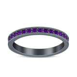 Full Eternity Stackable Band Wedding Ring Simulated CZ 925 Sterling Silver