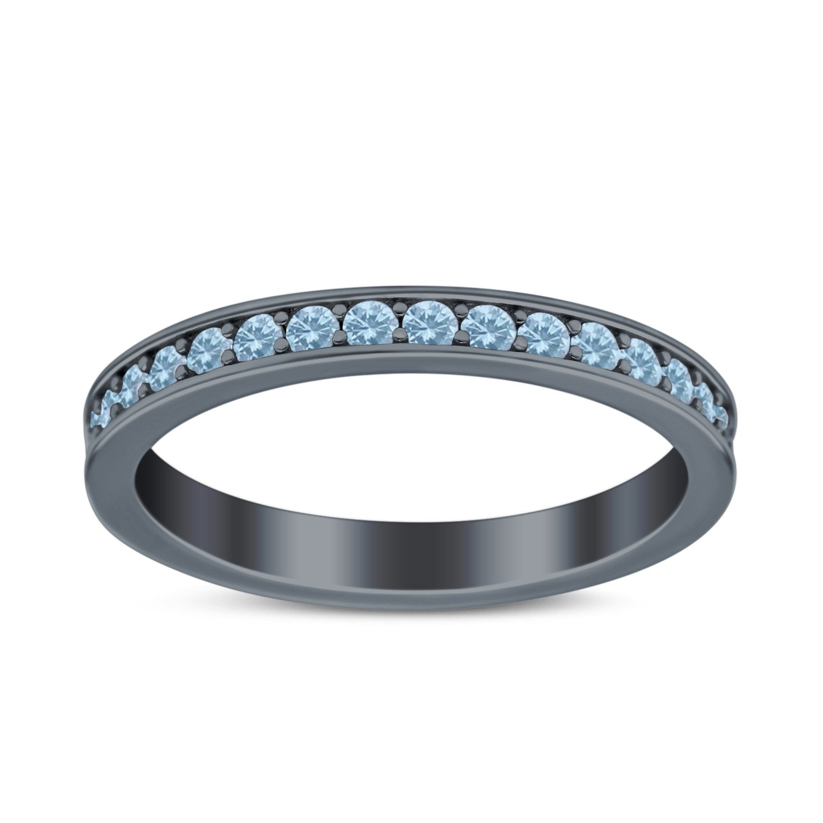 Full Eternity Stackable Band Wedding Ring Simulated CZ 925 Sterling Silver