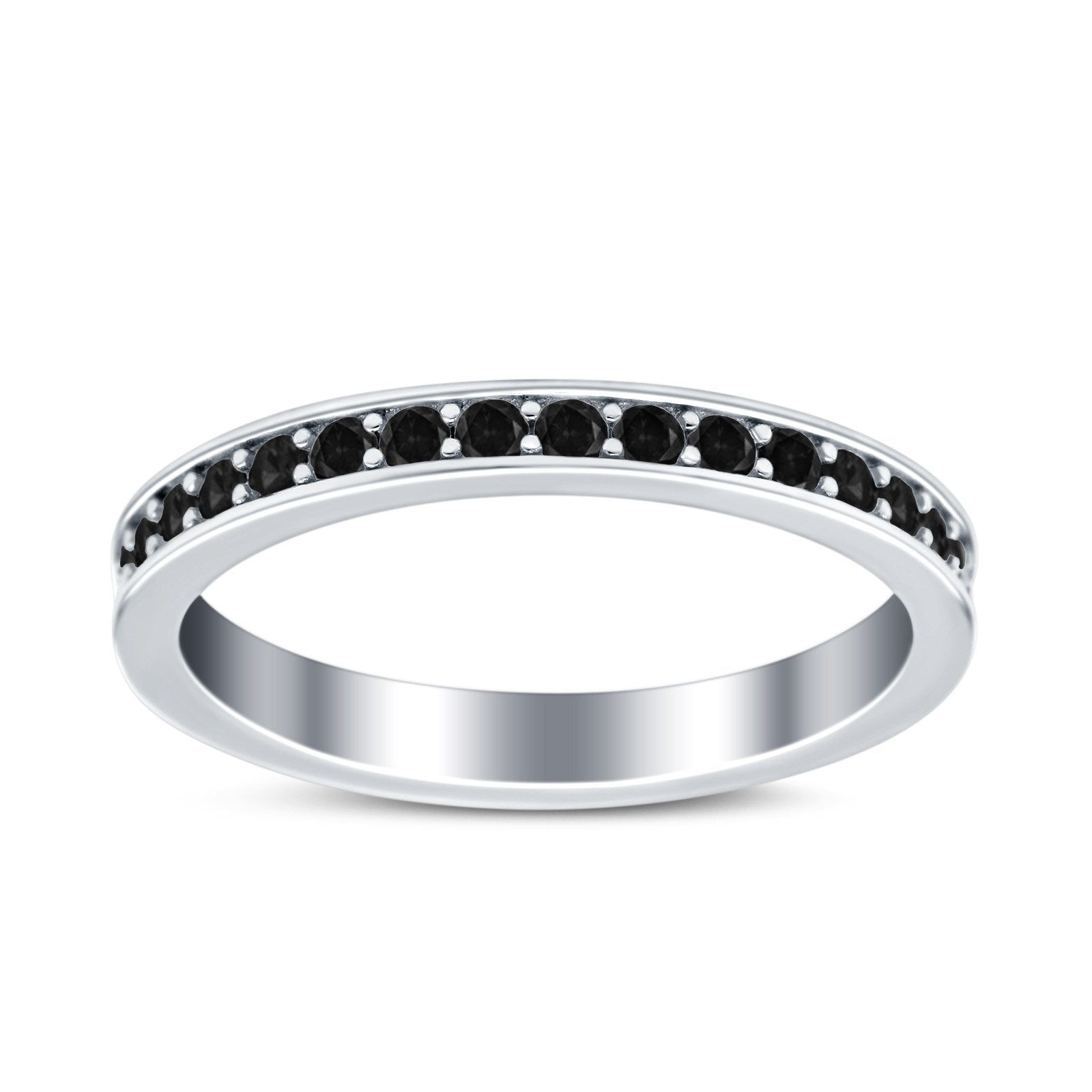 Full Eternity Stackable Band Wedding Ring Simulated CZ 925 Sterling Silver