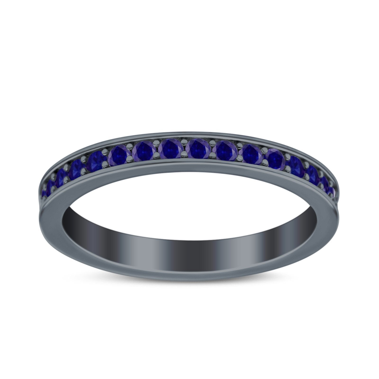 Full Eternity Stackable Band Wedding Ring Simulated CZ 925 Sterling Silver