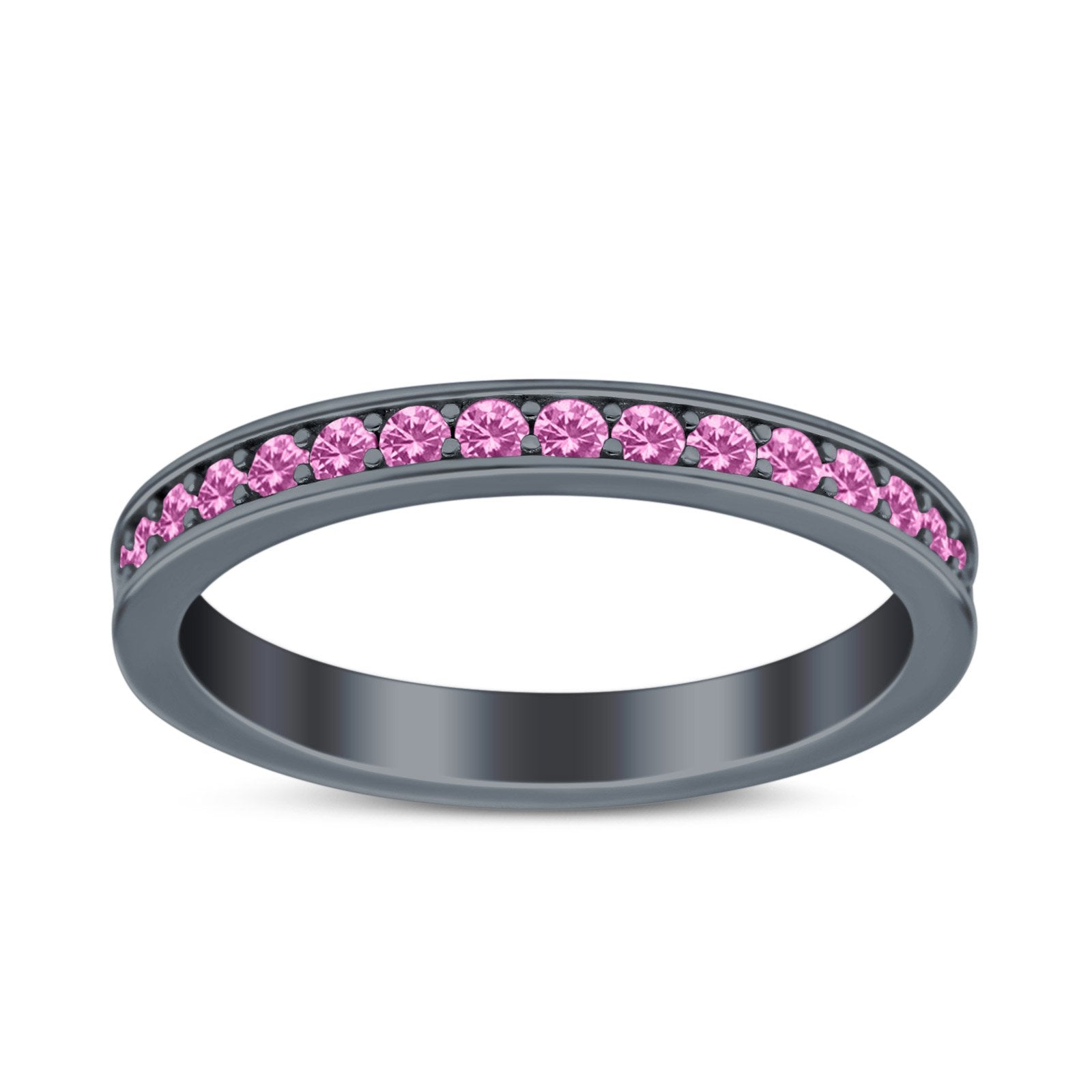 Full Eternity Stackable Band Wedding Ring Simulated CZ 925 Sterling Silver