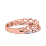 Half Eternity Infinity Twisted Shank Wedding Ring Band Round Simulated Cubic Zirconia 925 Sterling Silver