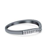 Half Eternity Ring Wedding Band Round Simulated Cubic Zirconia 925 Sterling Silver (4mm)