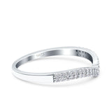 Half Eternity Ring Wedding Band Round Simulated Cubic Zirconia 925 Sterling Silver (4mm)