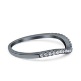 Fashion Half Eternity Ring Round Simulated Cubic Zirconia 925 Sterling Silver (4mm)