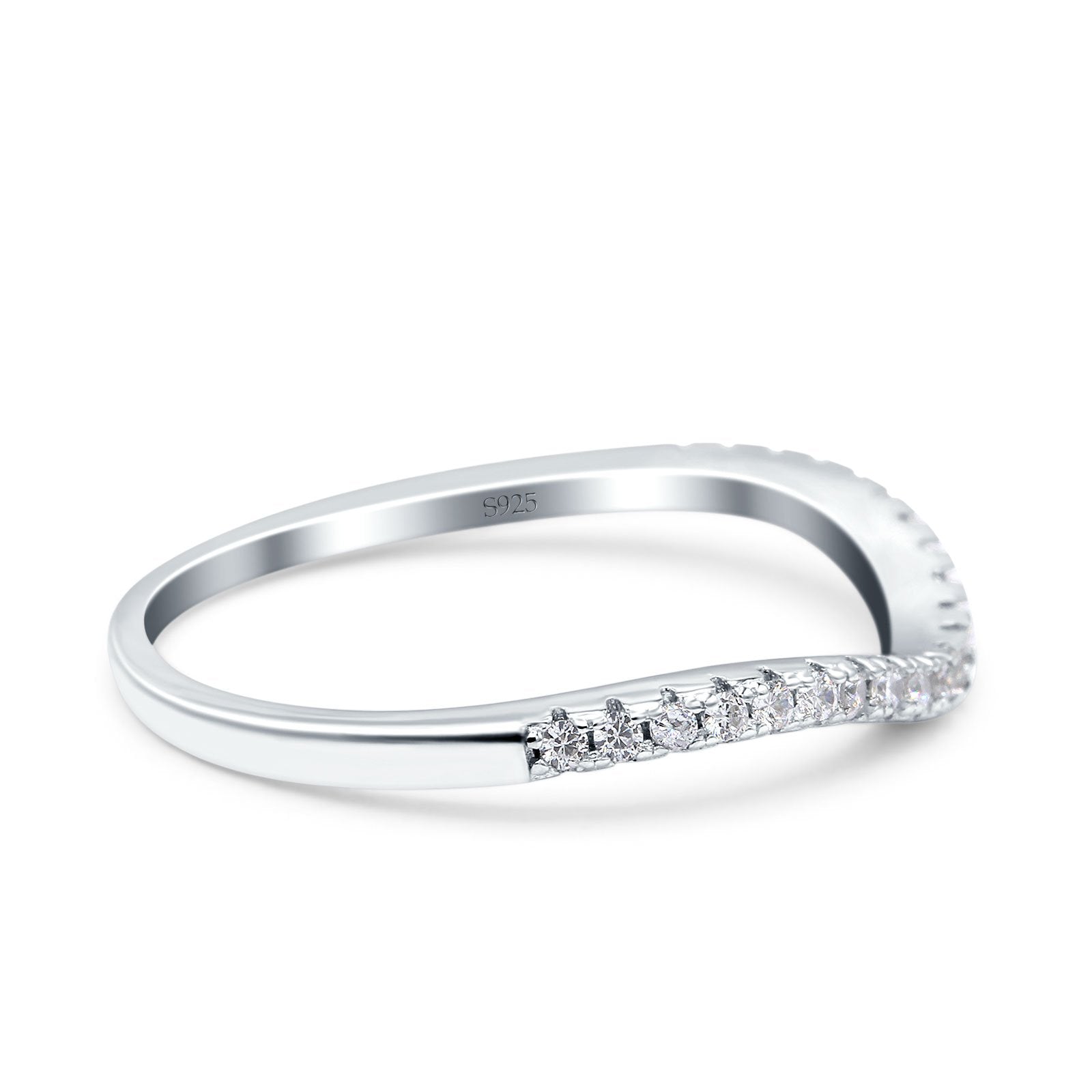 Fashion Half Eternity Ring Round Simulated Cubic Zirconia 925 Sterling Silver (4mm)