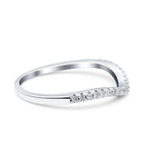 Fashion Half Eternity Ring Round Simulated Cubic Zirconia 925 Sterling Silver (4mm)