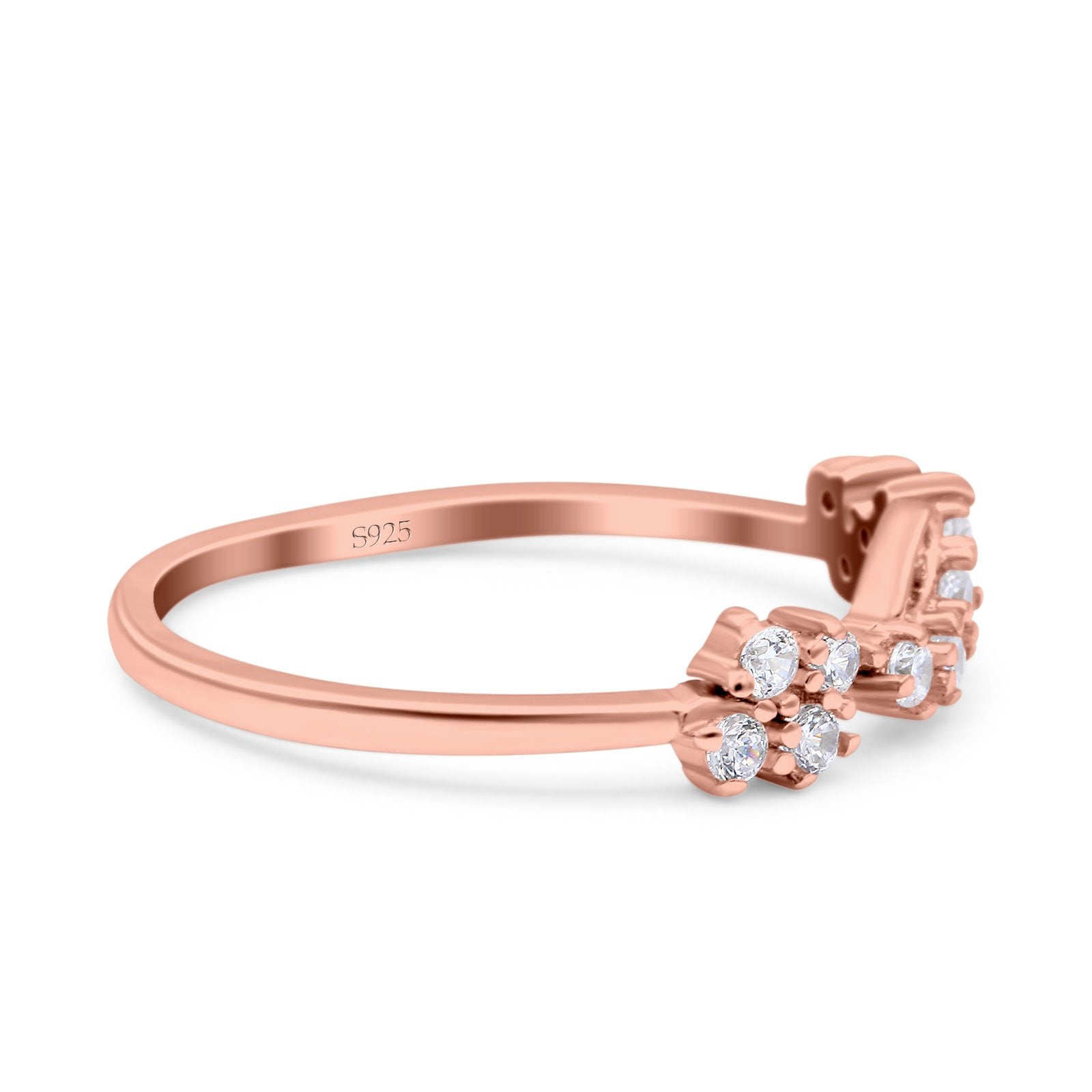 Half Eternity Petite Dainty Wedding Ring Band Round Simulated Cubic Zirconia 925 Sterling Silver (4mm)