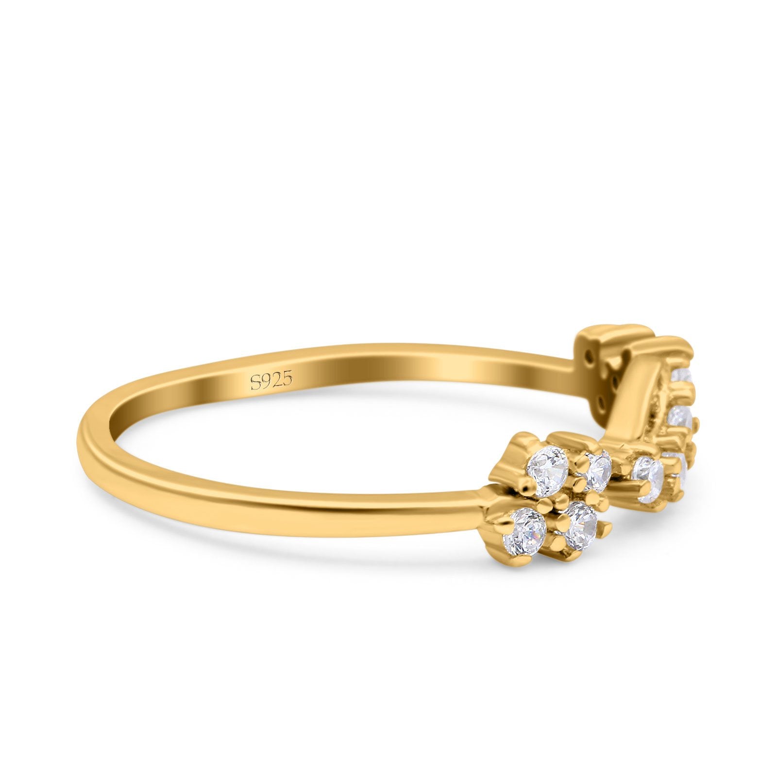 Half Eternity Petite Dainty Wedding Ring Band Round Simulated Cubic Zirconia 925 Sterling Silver (4mm)