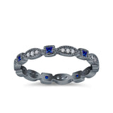 Full Eternity Stackable Ring Wedding Band Round Simulated Cubic Zirconia 925 Sterling Silver (3mm)