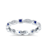 Full Eternity Stackable Ring Wedding Band Round Simulated Cubic Zirconia 925 Sterling Silver (3mm)