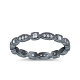 Full Eternity Stackable Ring Wedding Band Round Simulated Cubic Zirconia 925 Sterling Silver (3mm)