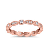 Full Eternity Stackable Ring Wedding Band Round Simulated Cubic Zirconia 925 Sterling Silver (3mm)