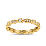 Full Eternity Stackable Ring Wedding Band Round Simulated Cubic Zirconia 925 Sterling Silver (3mm)