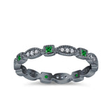 Full Eternity Stackable Ring Wedding Band Round Simulated Cubic Zirconia 925 Sterling Silver (3mm)