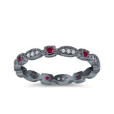 Full Eternity Stackable Ring Wedding Band Round Simulated Cubic Zirconia 925 Sterling Silver (3mm)