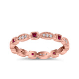 Full Eternity Stackable Ring Wedding Band Round Simulated Cubic Zirconia 925 Sterling Silver (3mm)