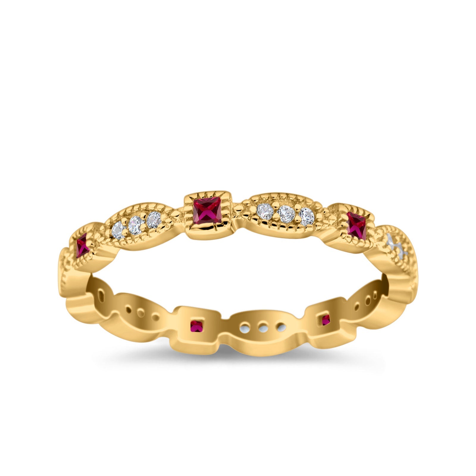 Full Eternity Stackable Ring Wedding Band Round Simulated Cubic Zirconia 925 Sterling Silver (3mm)