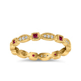 Full Eternity Stackable Ring Wedding Band Round Simulated Cubic Zirconia 925 Sterling Silver (3mm)