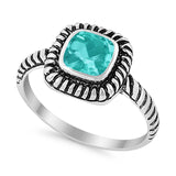 Cable Shank Design Wedding Ring Simulated Cubic Zirconia 925 Sterling Silver