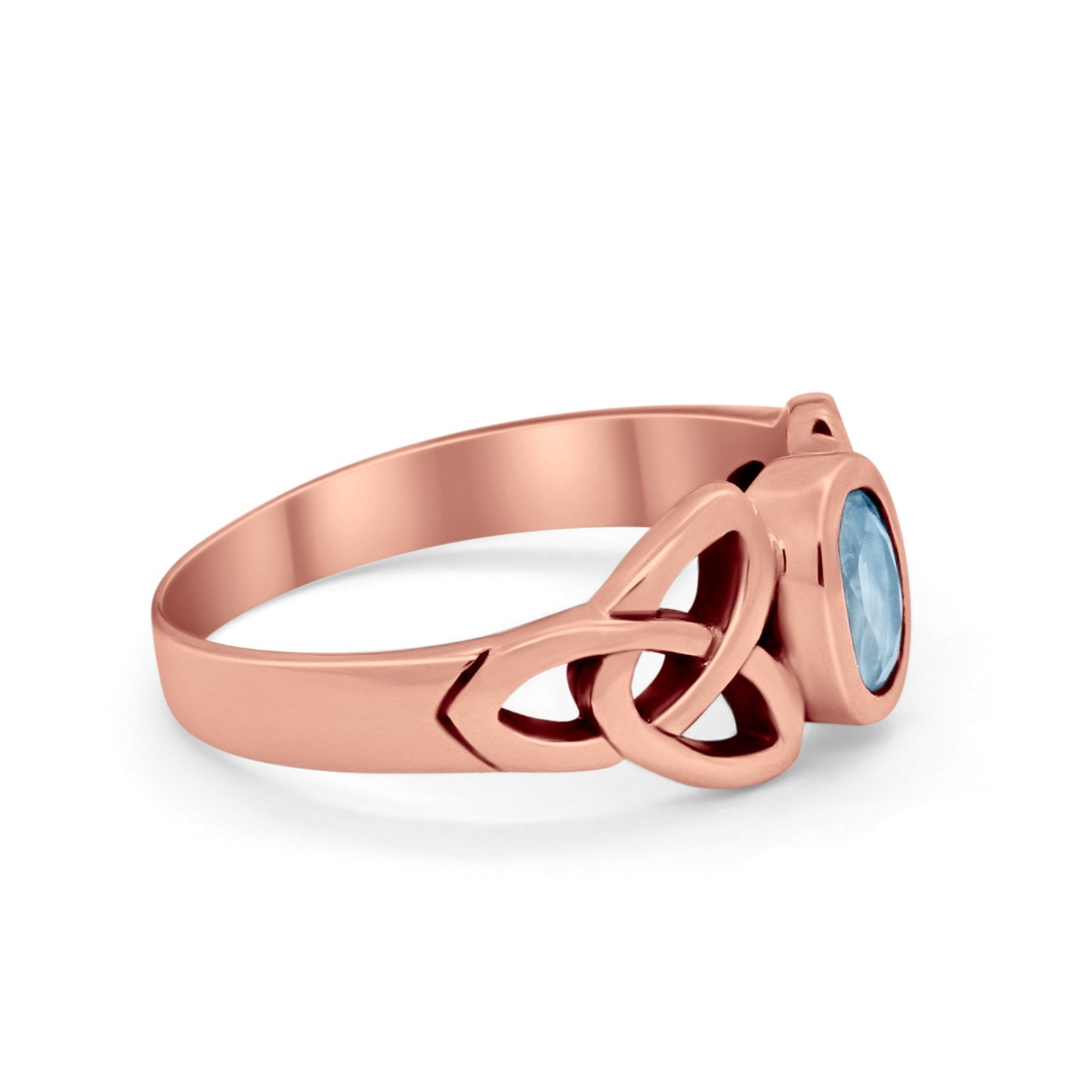 Celtic Ring Oval Bezel Simulated CZ 925 Sterling Silver
