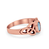 Celtic Ring Oval Bezel Simulated CZ 925 Sterling Silver