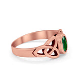 Celtic Ring Oval Bezel Simulated CZ 925 Sterling Silver