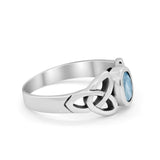 Celtic Ring Oval Bezel Simulated CZ 925 Sterling Silver