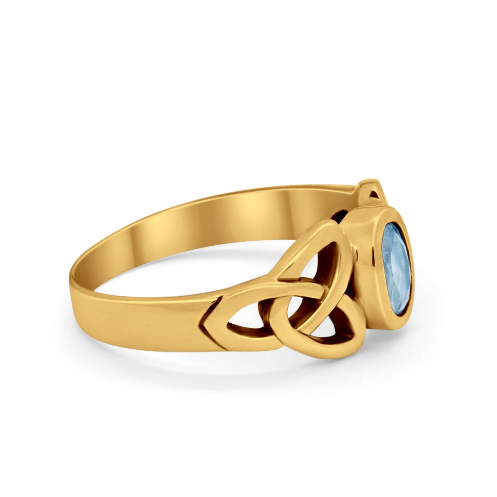 Celtic Ring Oval Bezel Simulated CZ 925 Sterling Silver